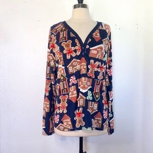 Disney Micky Mouse XL (16-18) Gingerbread Pajama Top Super Soft Long Sleeves